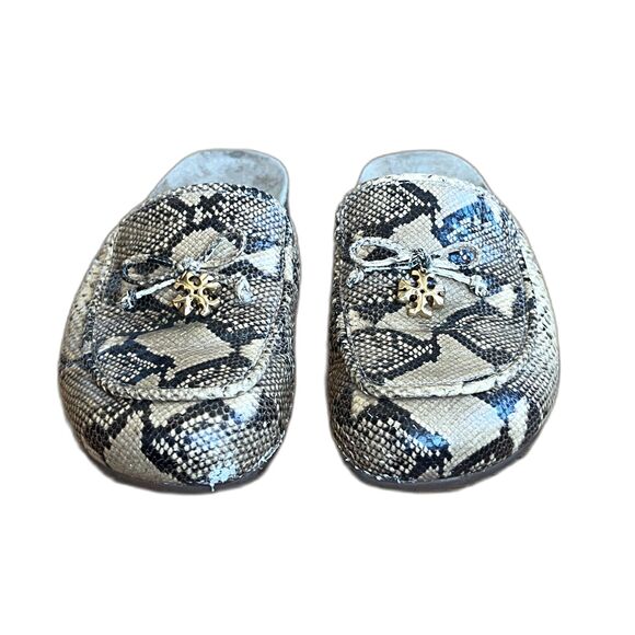 TORY BURCH Snakeskin Coin Mule Slide Loafer Sandal Shoe Women's Size 7 - Picture 2 of 10